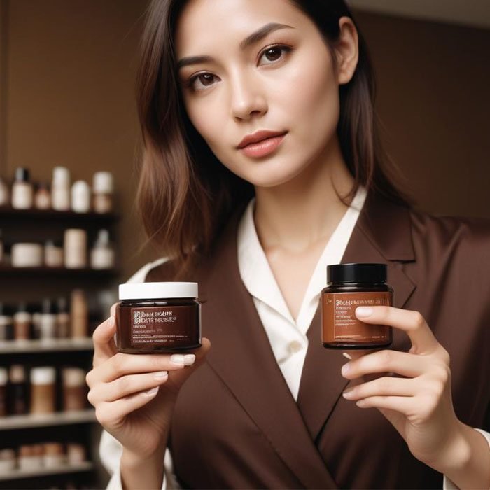 entrepreneur holding a cosmetic product